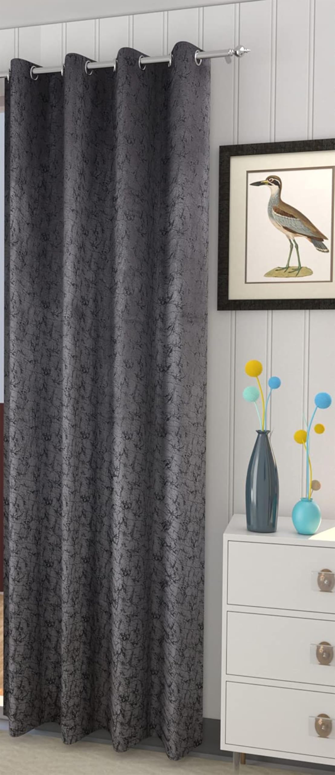 Velvet Curtain 7 Feet Long for Living Room – Door Curtain Set of 1 Pcs Panel, Velvet Curtain Blackout & Stylish Parda for Home Décor & Office Grey Colour-picture-12