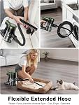 Aspirateur sans fil,58kPa/10-in-1 Aspirateur de bâton avec 29-inch Tuyau et LED Brosse d'éclairage,55Mins Nettoyeur à vide pour la maison, Aspirateur autoportant avec brosse anti-angle pour tapis (vert)