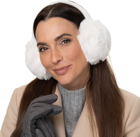 McBURN One Colour Imitatiebont Oorwarmers Dames - oor bescherming voor Herfst/Winter - One Size zwart