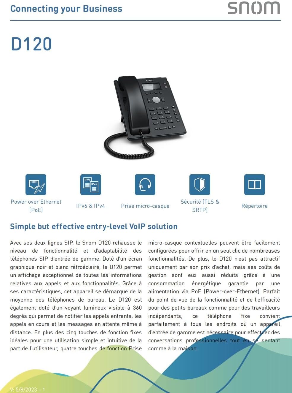 Diagram of Snom D120 package contents