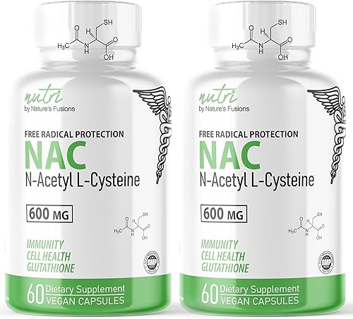 NAC Suplemento N-acetil cisteína - (paquete de 2) NAC 600 mg - Suplemento antienvejecimiento, suplemento antioxidante, soporte hepático y pulmonar,