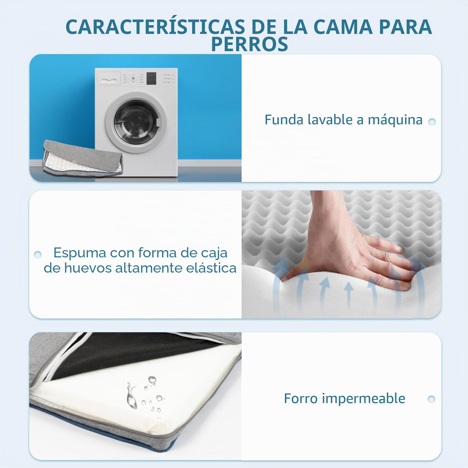 EMPSIGN Cojín para Perro Reversible Desenfundable Jaula, 112x76x7,5cm, Gris | espuma ortopédica alta densidad, fresco/cálido, interior impermeable, lavable en lavadora, para transportín coche