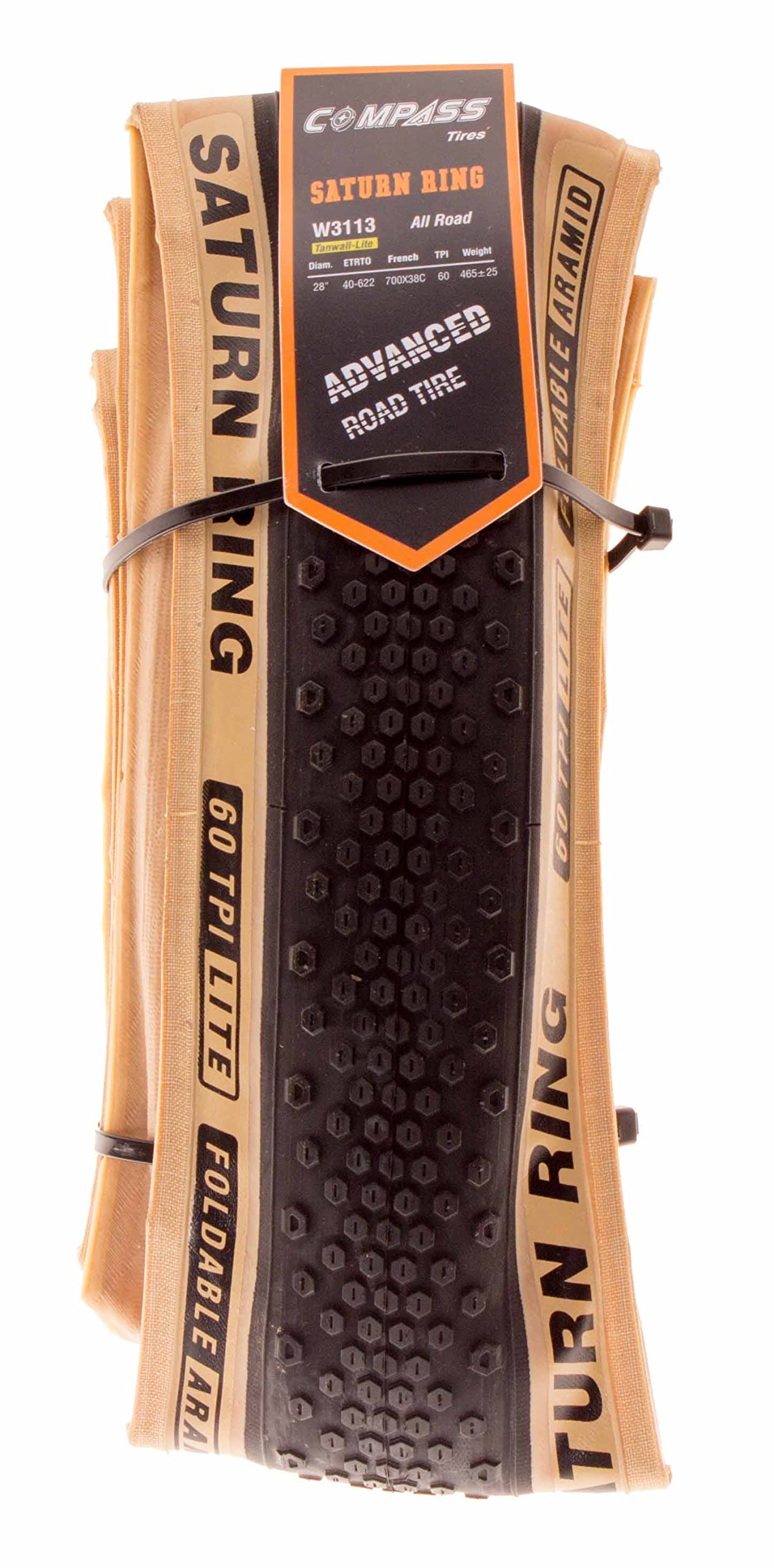 FK Cycling Saturn Ring 29'' 40-622 60tpi Folding Gravel Bike Tyre Black with Brown, 700 * 38c - Image 4