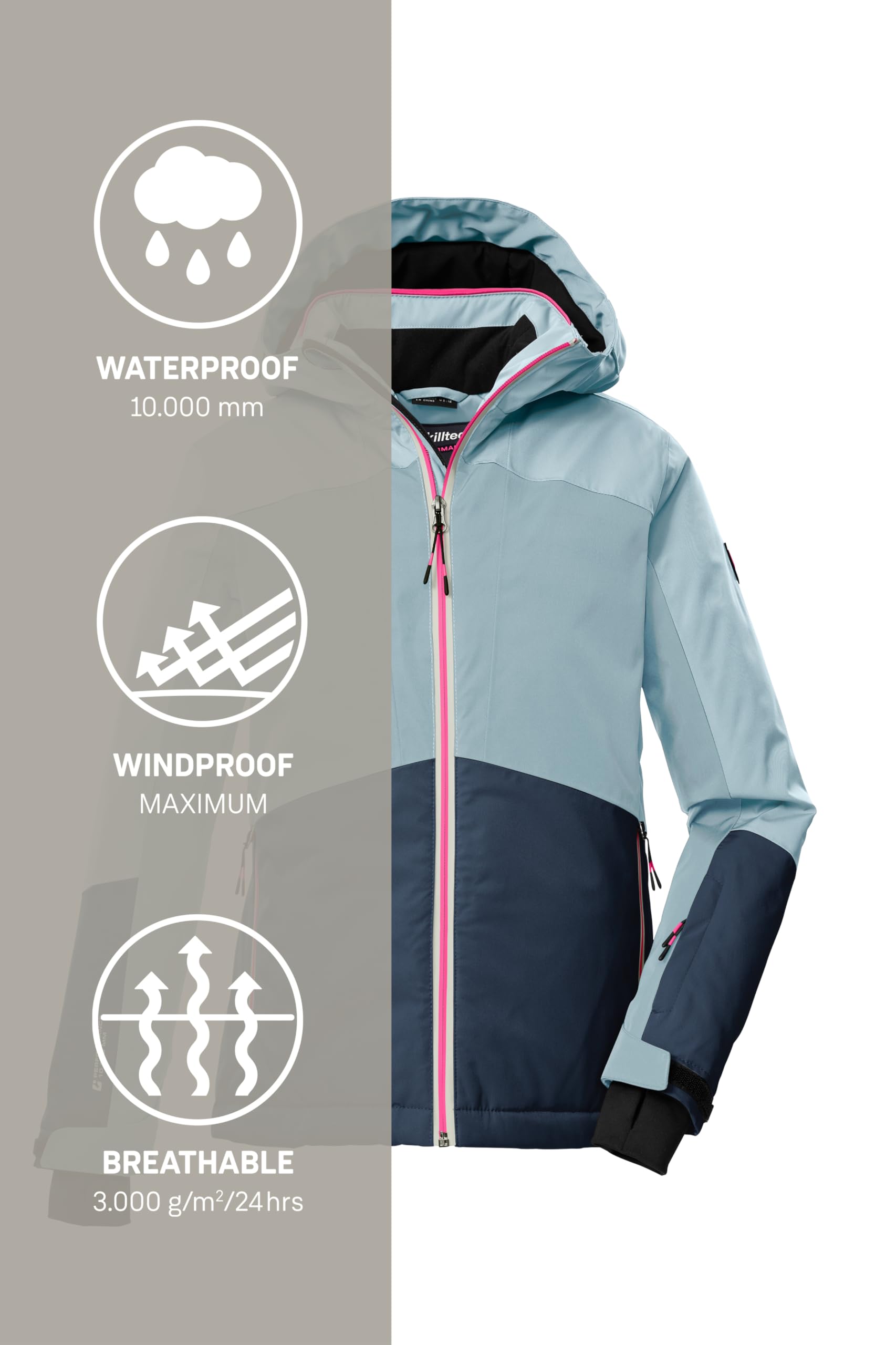 Killtec Mädchen Ksw 196 Grls Ski Jckt Skijacke/Funktionsjacke mit Kapuze und Schneefang