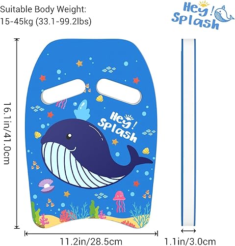 Miniatura 5 de HeySplash Tabla de natación para niños, tabla de natación con bonito patrón de ayuda de entrenamiento de natación para niños, equipos de ejercicio