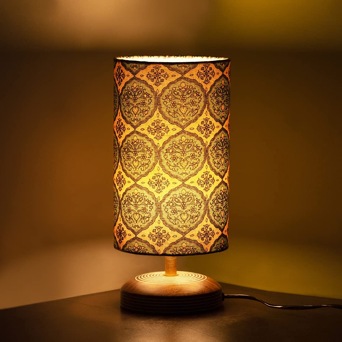 Buy ExclusiveLane Wooden Bedside Lamp Side Table Lamp for Living Room ...