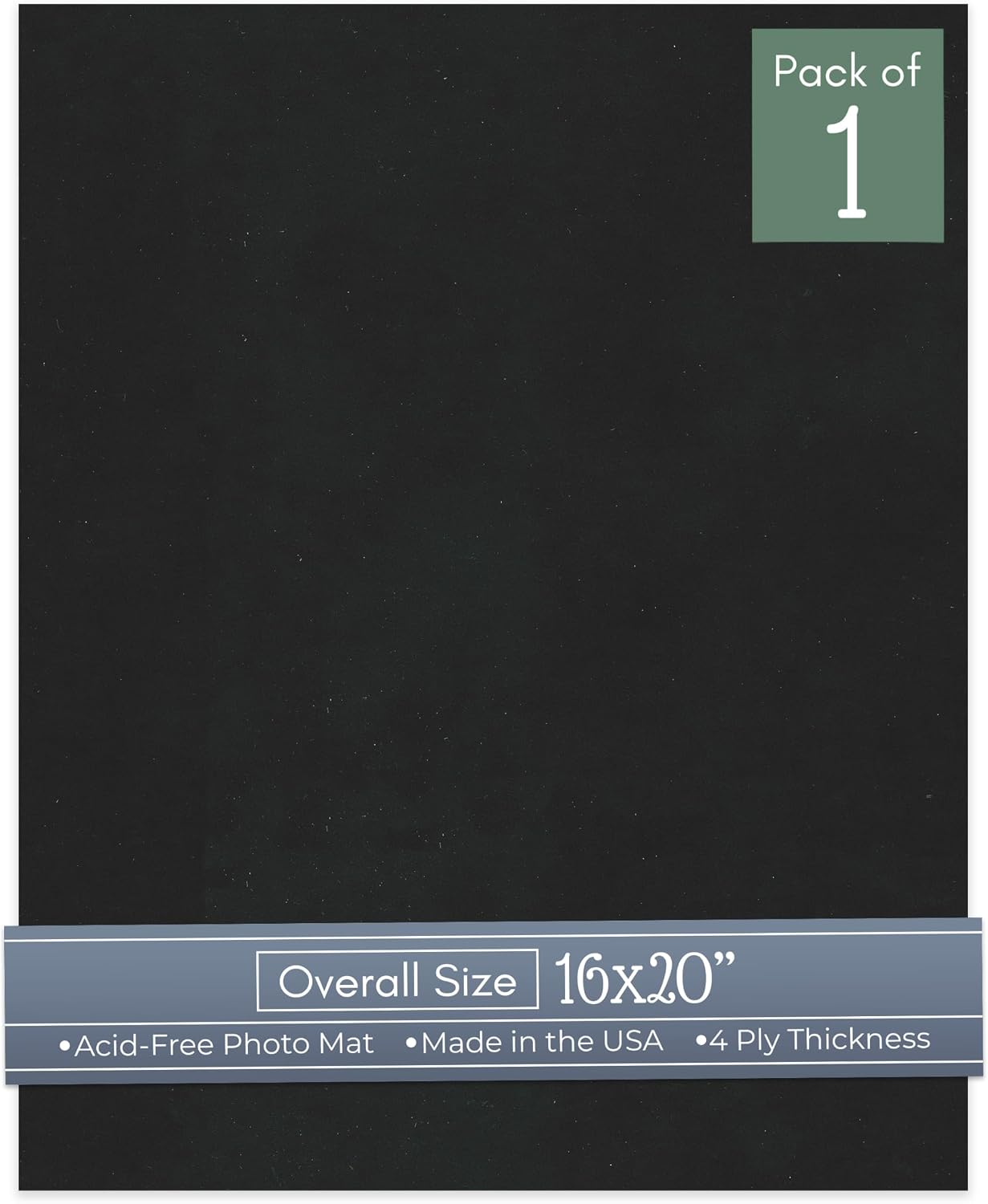 CountryArtHouse Black Suede Acid Free 16x20 Backing Board - Uncut Photo Mat Board - 1 Sheet