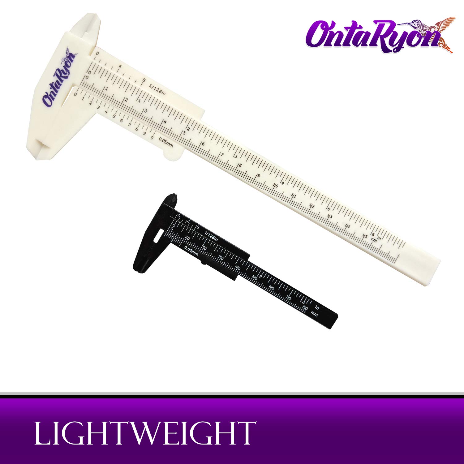 OntaRyon Plastic Caliper Sliding Vernier (Set x2) 150mm/6'' and 80mm / 3'' Economical Measuring Tool Gauge Depth Height