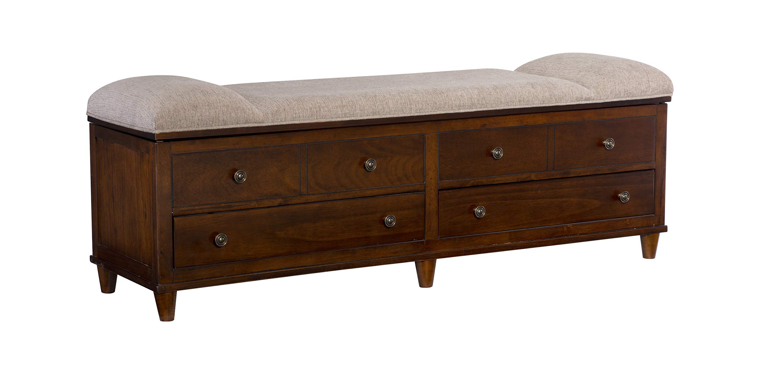 Powell Furniture Brody Rustic Top Padded Storage Bench, Chestnut