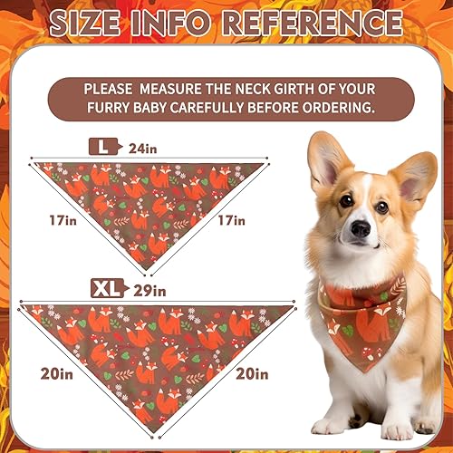 Miniatura 3 de EXPAWLORER Bandanas de otoño para perros  Paquete de 4 bandanas navideñas para perros para niños y niñas, bufandas suaves reversibles de otoño