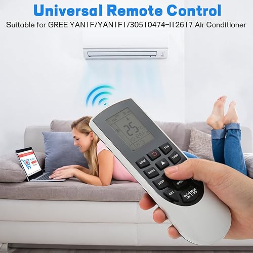 Miniatura 2 de YAN1F1 - Control remoto de aire acondicionado de repuesto para Gree VIR09HP115V1AH VIR12HP230V1AH AC aire acondicionado mando a distancia
