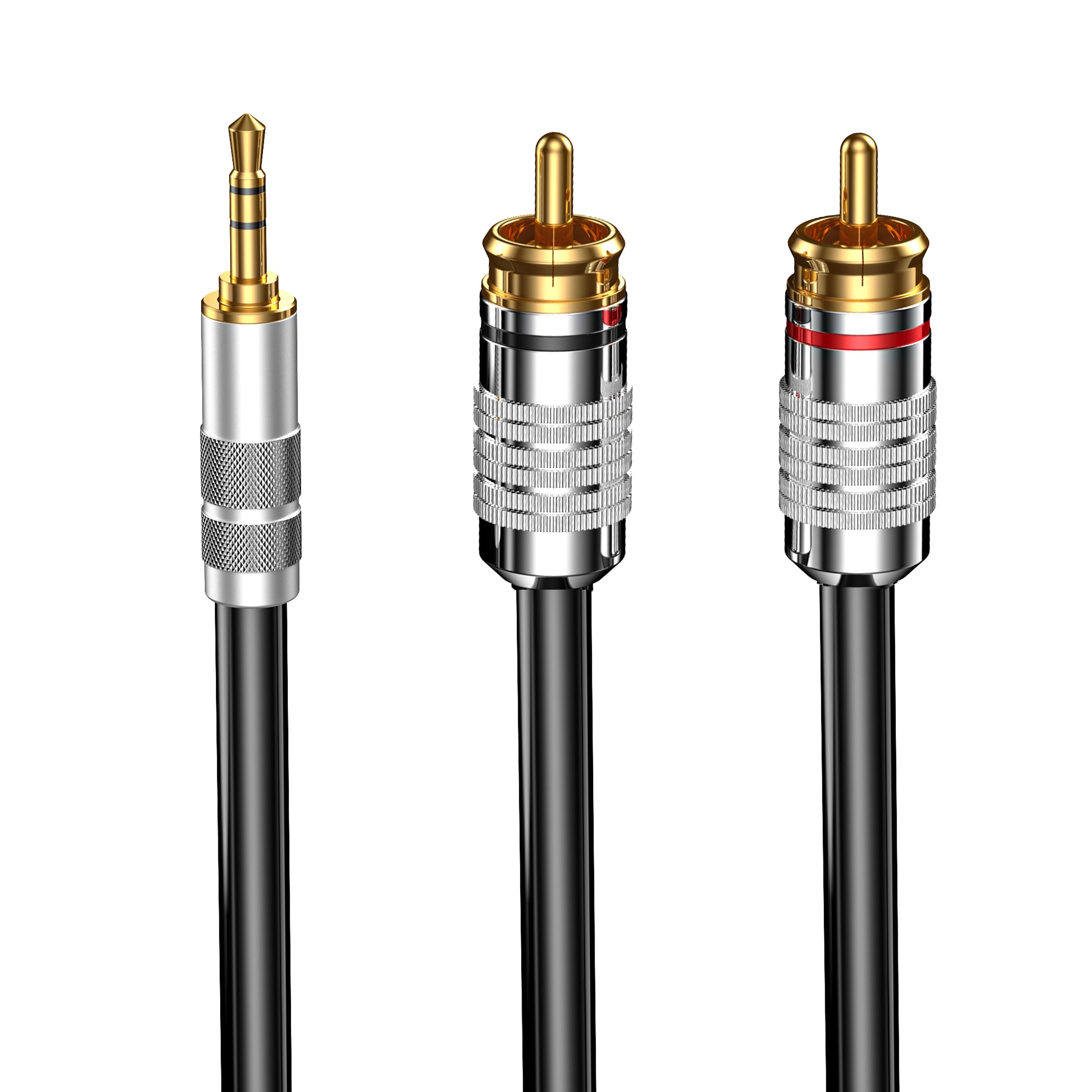 Cavo da 3,5 mm a RCA, adattatore audio stereo AUX da jack 1/8 a RCA Audio Y cavo per cuffie, MP3, tablet, altoparlanti, MP3, HDTV, telefono, nero, 2,2 m