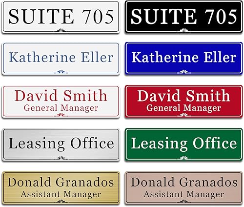 Placa de nombre grabada para oficina elegante y personalizada para puertas o letrero de pared, placas de nombre personalizadas para puerta de