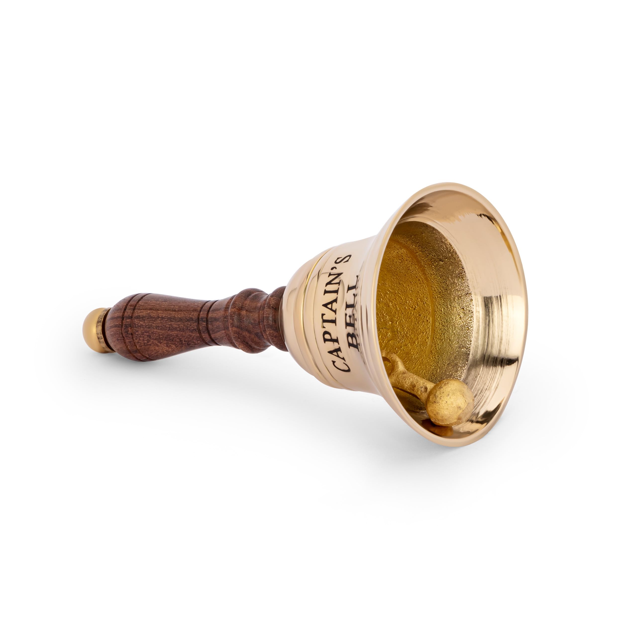 NKlaus Captain's Bell 13 cm Brass Gold Engraved Hand Bell Service Bell 14627 - Image 2