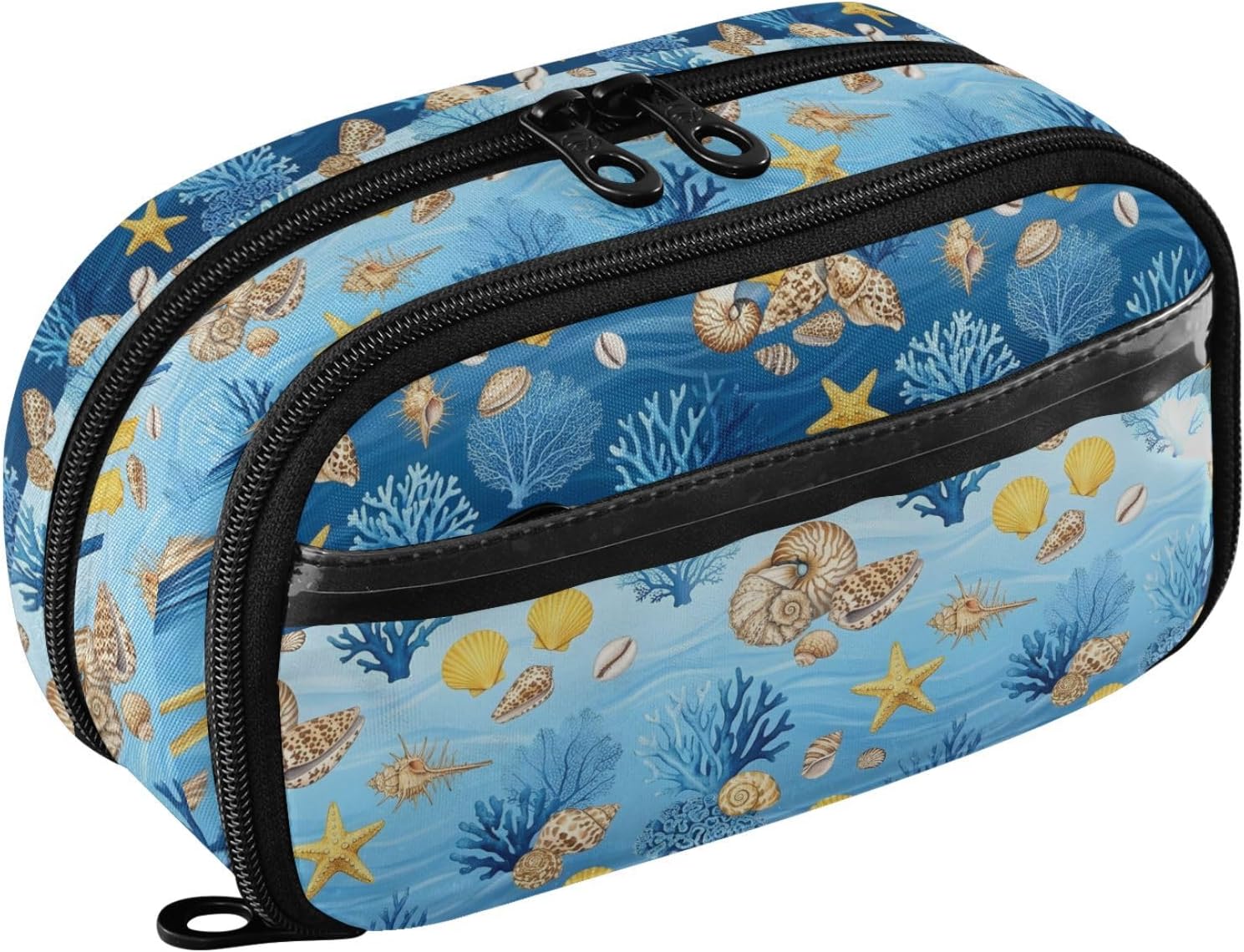 ALAZA The Underwater World Large Capacity Pencil Case, Aesthetic Stationery Organizer Bag with Clear PVC Window, High Capacity Pen Pouch with Dividers for School Office Travel
