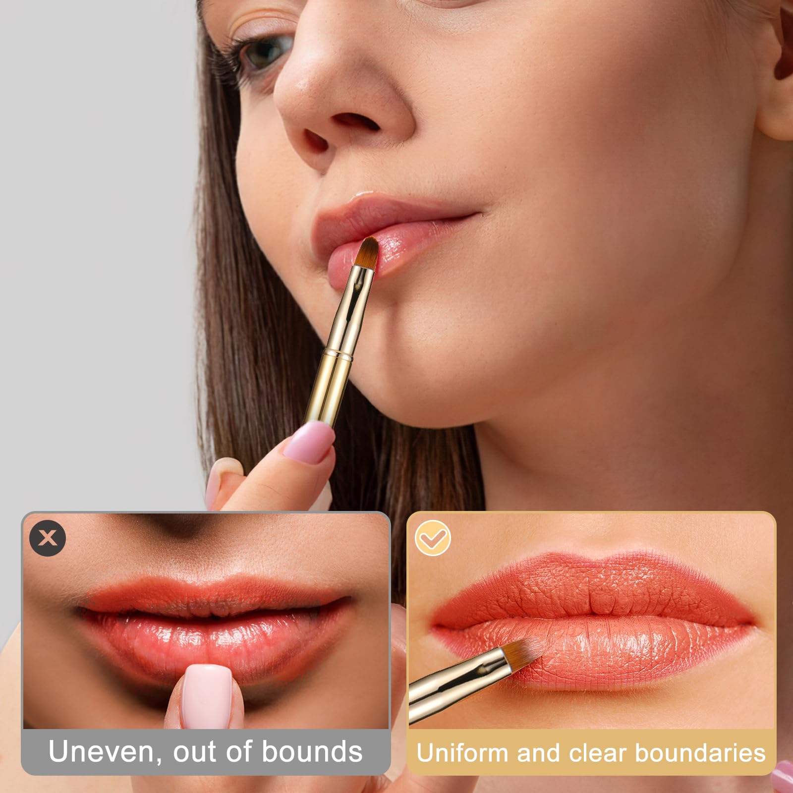 simarro 2 pennelli retrattili per rossetto, in metallo a doppia estremità, da viaggio portatili per rossetto lucidalabbra con copertura correttore strumento per il trucco (oro nero)