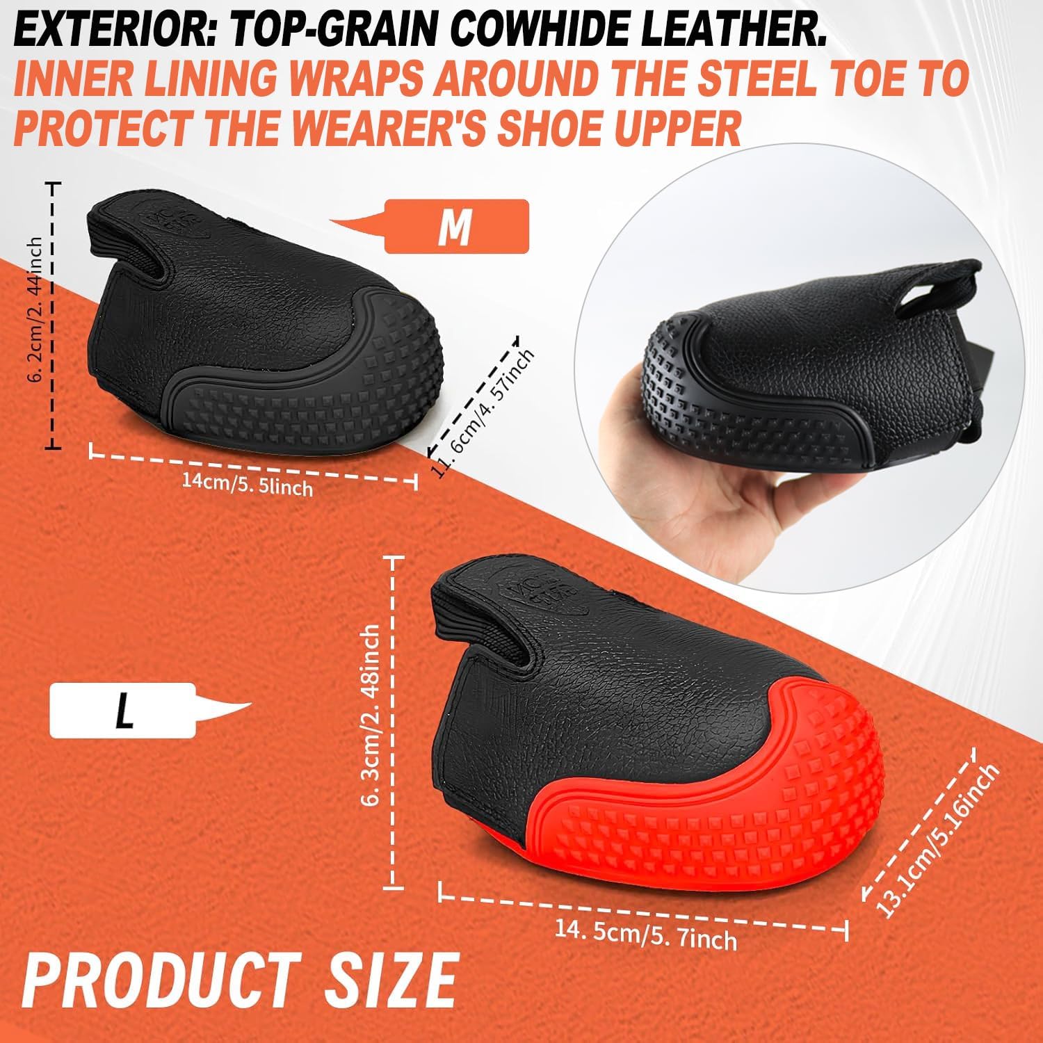Seamless Steel-Wrapped Steel Toe Shoe Covers,CE/ASTM/EN22568 Certified,0.94 SRO Waterproof & Slip-Resistant,Oil/Acid-Alkali Resistant,Ultra-Light Titanium Alloy,Industrial Safety Overshoes. M(US 6-8)