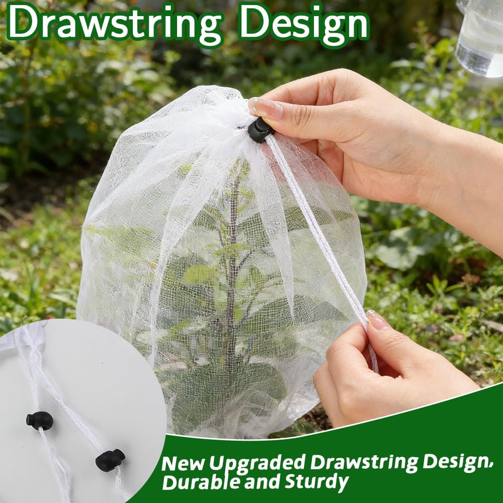 Bird Netting for Garden Protection, 4 Pack Garden Netting Pest Barrier with Drawstring 3.3Ftx4.9Ft Blueberry Bushes Fruit Tree Netting Garden Plant Protection Mesh Covers for Vegetables Bushes Flowers