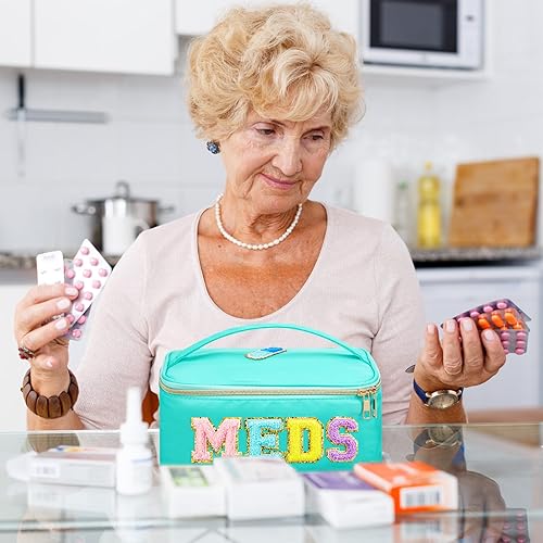 Miniatura 6 de Geetery Bolsa de maquillaje transparente de chenilla para medicamentos, estuche de viaje, parche preppy con cremallera, estuche portátil de