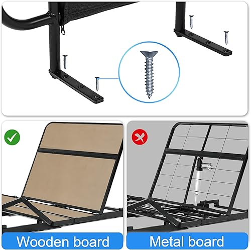 Miniatura 2 de Riel lateral de cama para cama ajustable, atornilla solo en la tabla de madera, altura de 17 pulgadas para colchones de menos de 10 pulgadas, 1