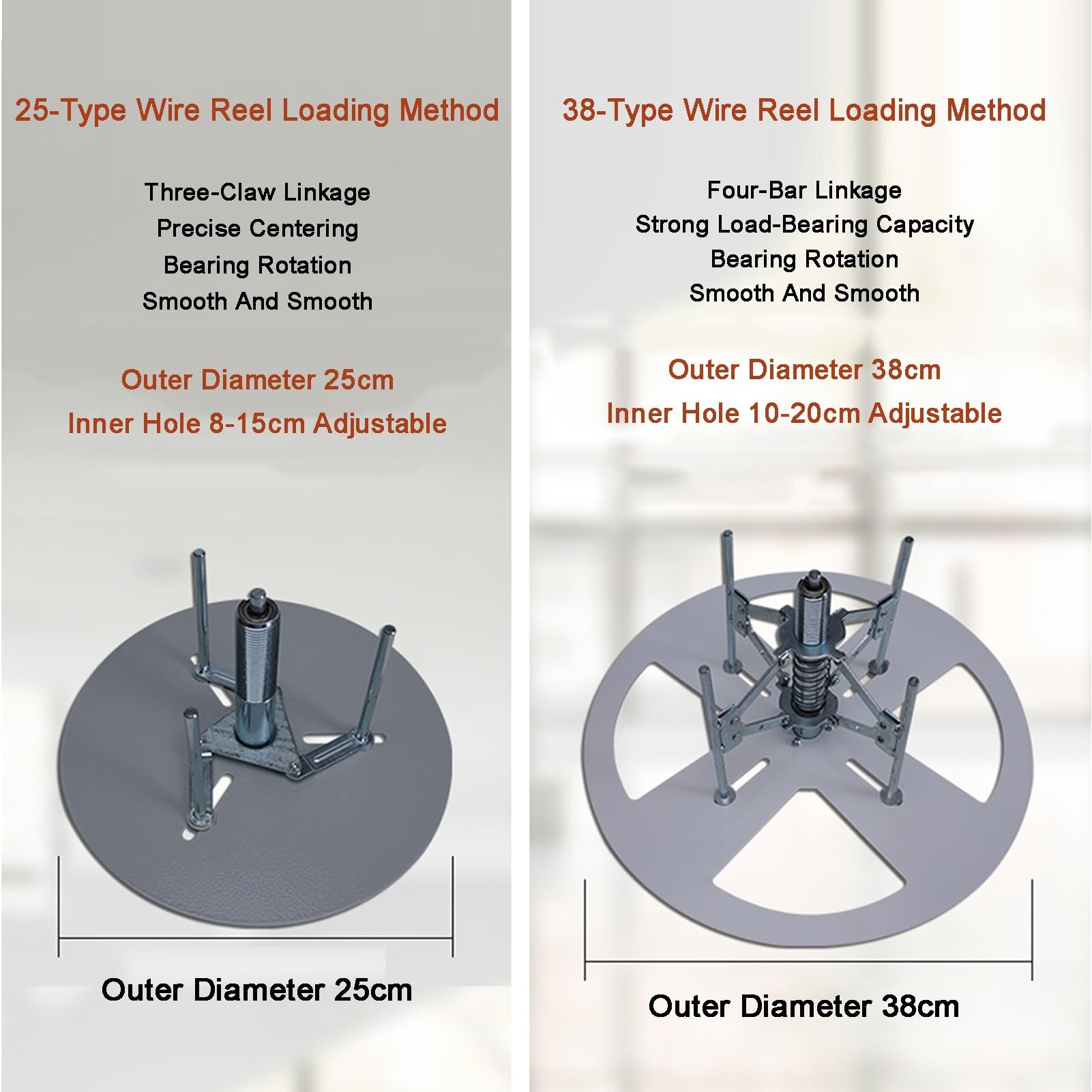 Dispensador de cables portátil, soporte plegable para carrete de alambre para cable eléctrico de 38 PE, resistente para uso industrial y minorista (2 carretes)