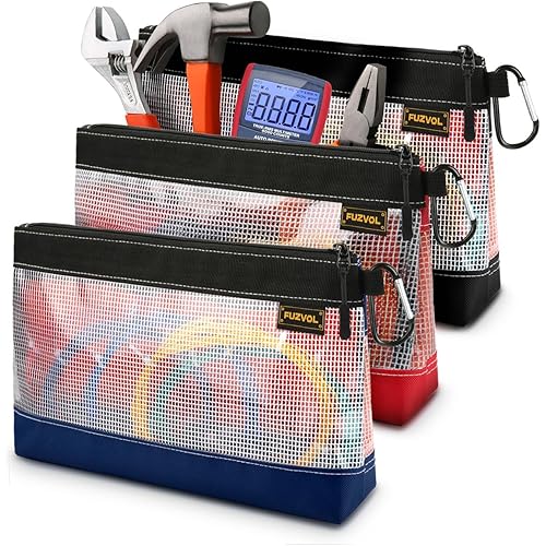 Clear Tool Pouch, Small Tool Bag, 12" Zipper Pouch, Tool Pouch Bag for Tool Box Organizers and Storage, Heavy Duty Small Tool Pouch for Men and Women,3 Pack