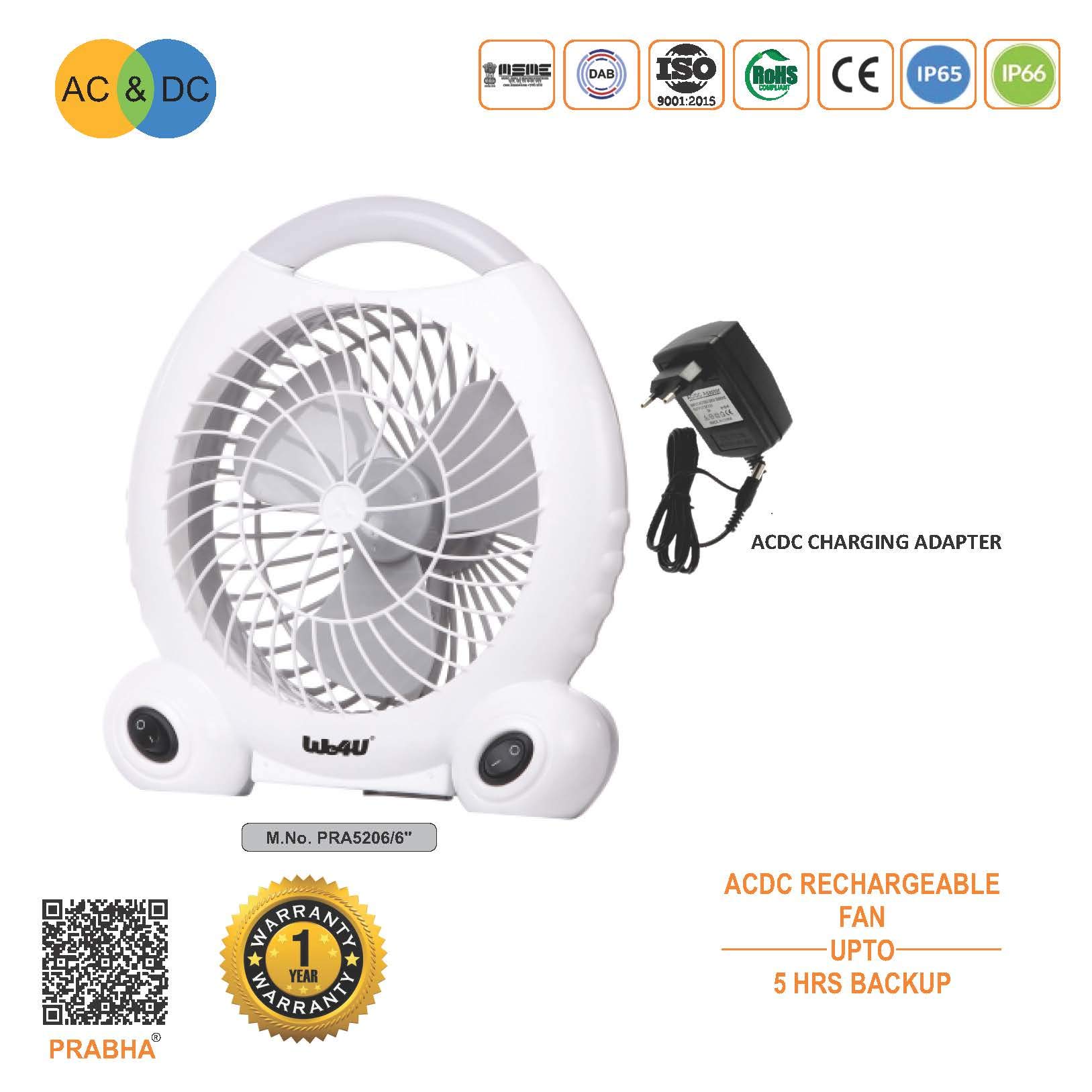 prabha rechargeable fan