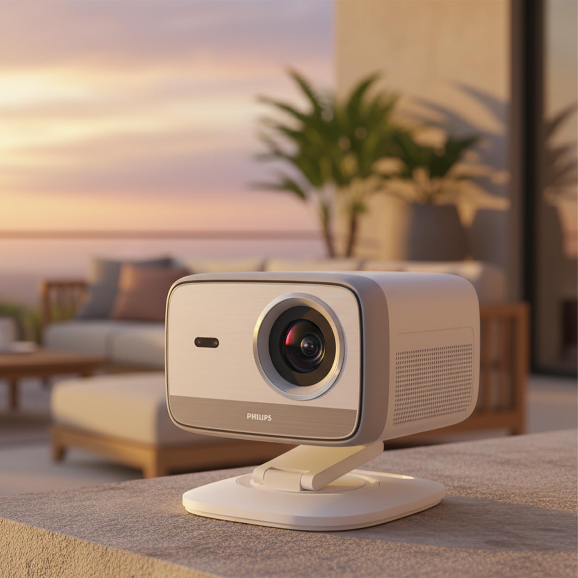Philips Neopix 444, Vidéoprojecteur 4K, Résolution Native 1080p, 500 Lumens ANSI, Son Stéréo 10 Watts, Autofocus, Autokeystone, Cable HDMI vers USB-C fourni, Blanc.