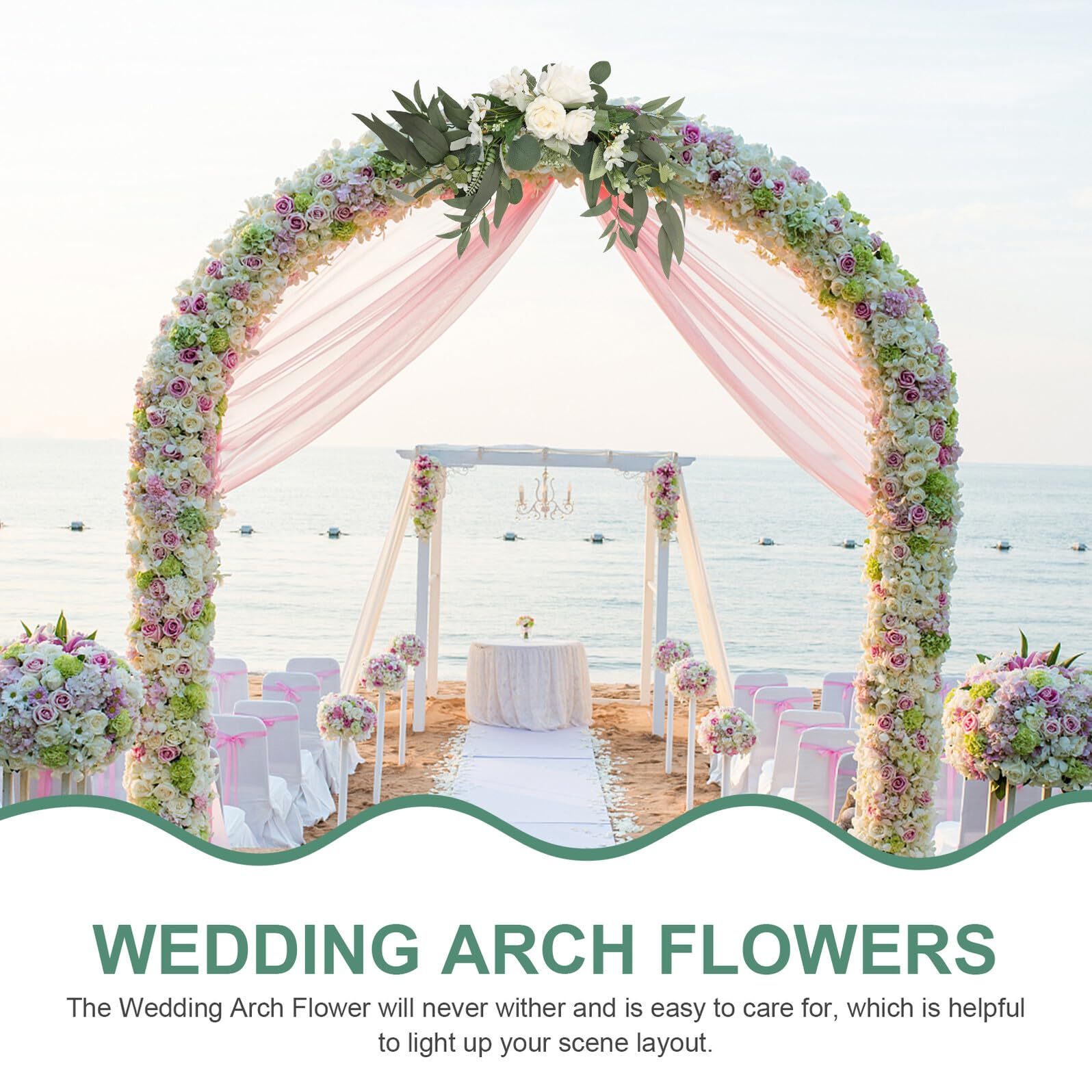 TOYANDONA Künstliche Rosenblumengirlande mit Grünen Blättern Wasserfeste Willkommensschilder Blumendekoration für Hochzeitsbögen und Selbstgemacht Romantik