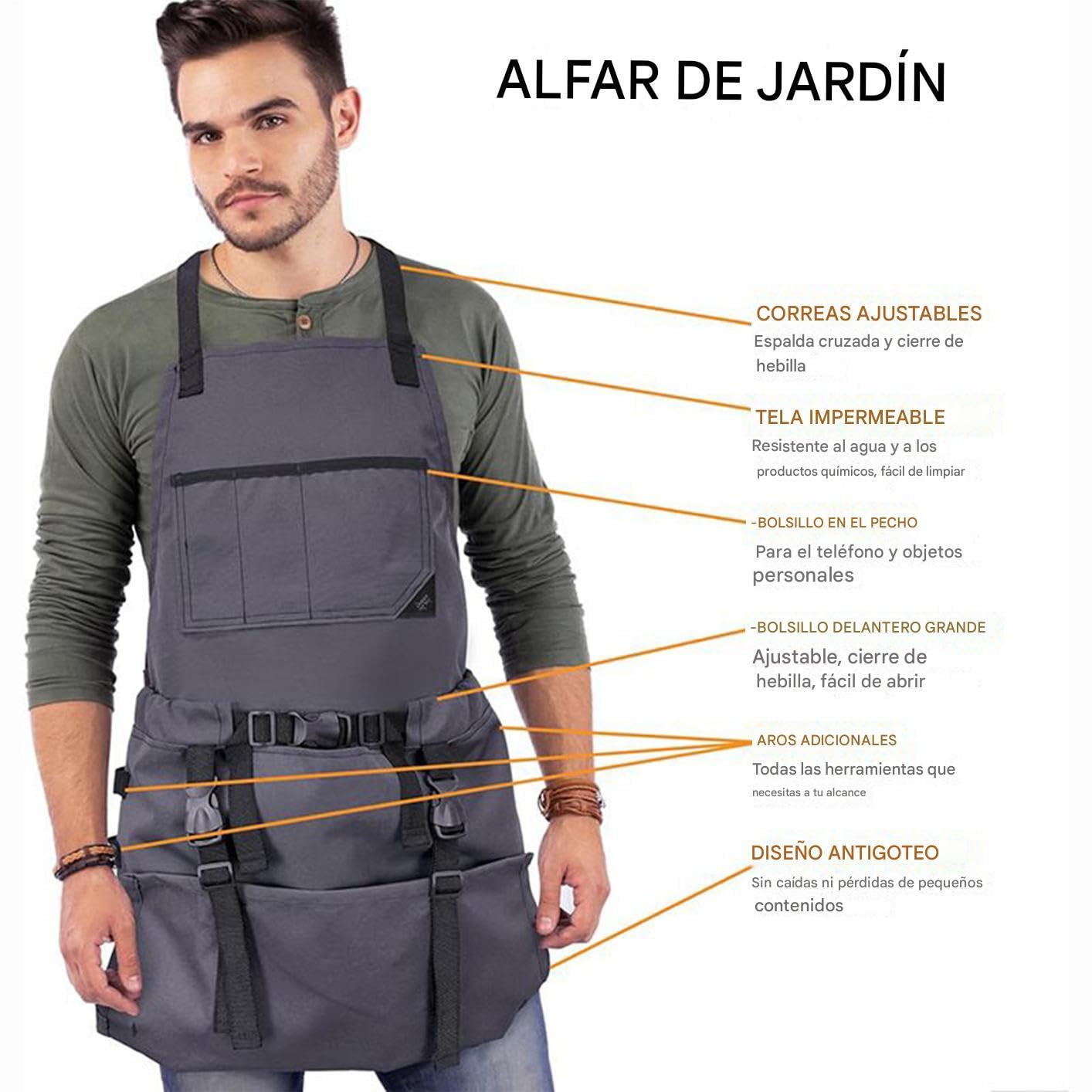 Grembiule da giardino Camice Regolabile Da Cucina Con Tasche | Ideale per Lavori in Terrazzo e sul Prato Per Prato Giardino Patio Uomo Donna Cucina Chef Grigliate Lavoro Giardinaggio