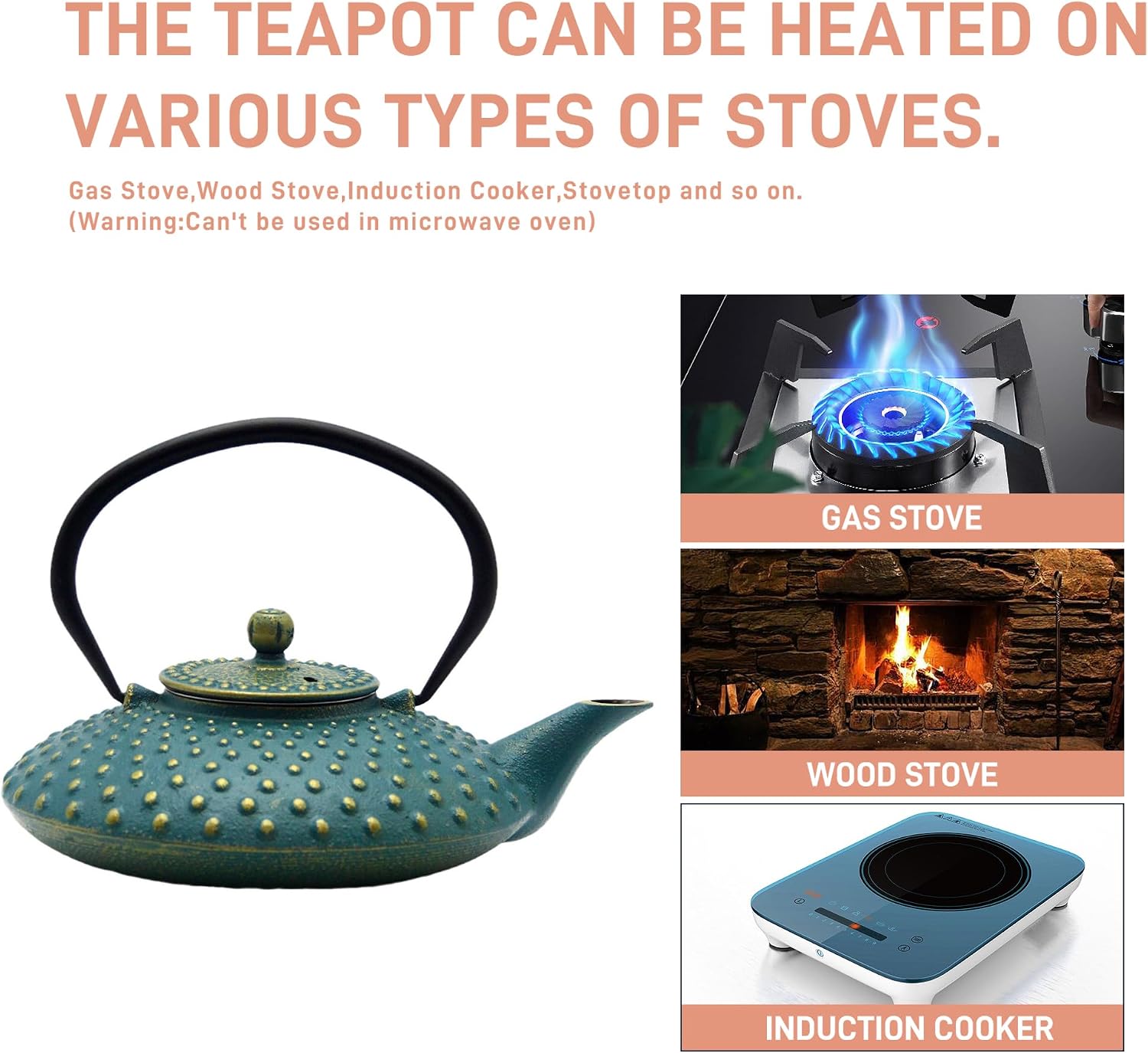 27.1oz Small Cast Iron Teapot with Infuser for Loose Tea