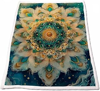 Sherpa Fleece Throw Blanket Mandala Soft Cosy Warm Thick Fall Decorations for Home Bright Print Blanket for Sofa Chair Outdoor Travel, Winter Fall Bedding Home Decor Gifts for Women 60”x80” Model-0554