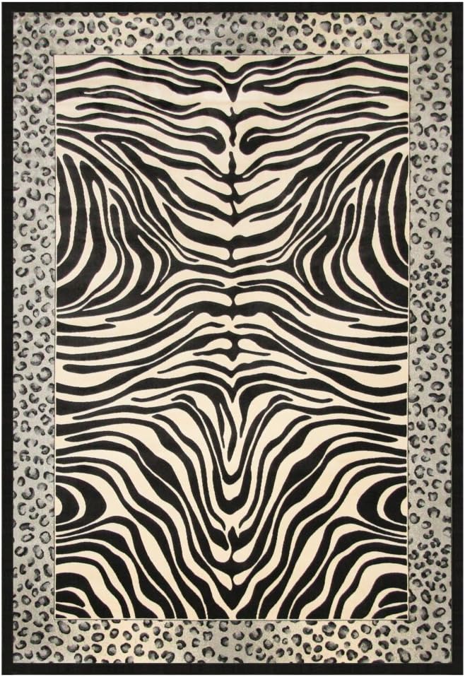 SI Area Rugs Sonoma Machine Made Area Rug, 5-Feet 3-Inch by 7-Feet 6-Inch, Black/White