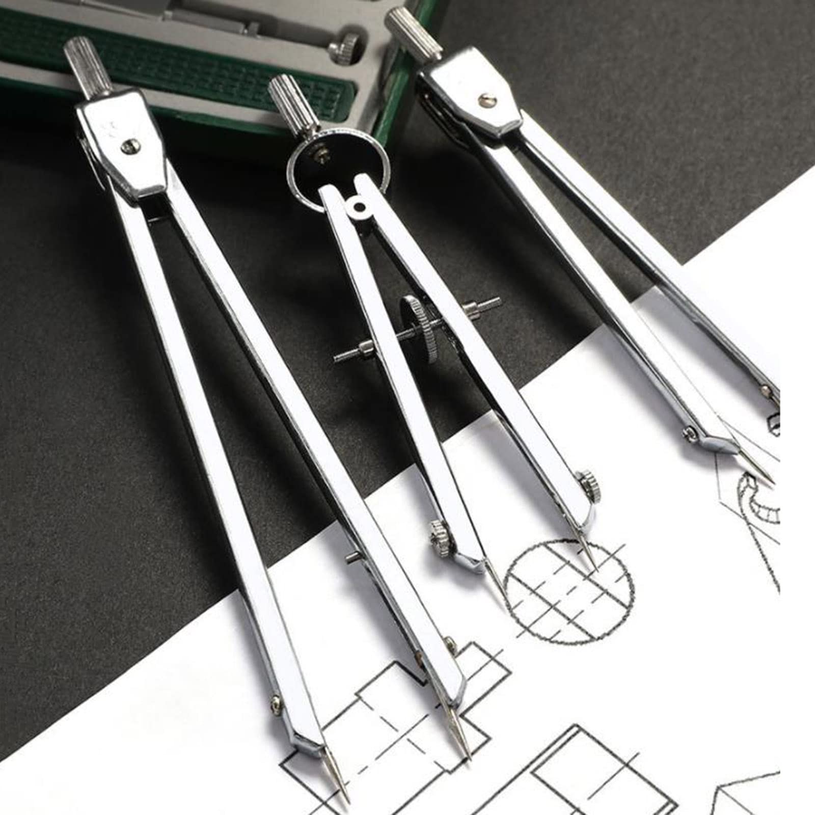 Juego de geometría profesional, kit de herramientas de brújula de matemáticas, herramientas de precisión de metal para escuela, hogar, oficina