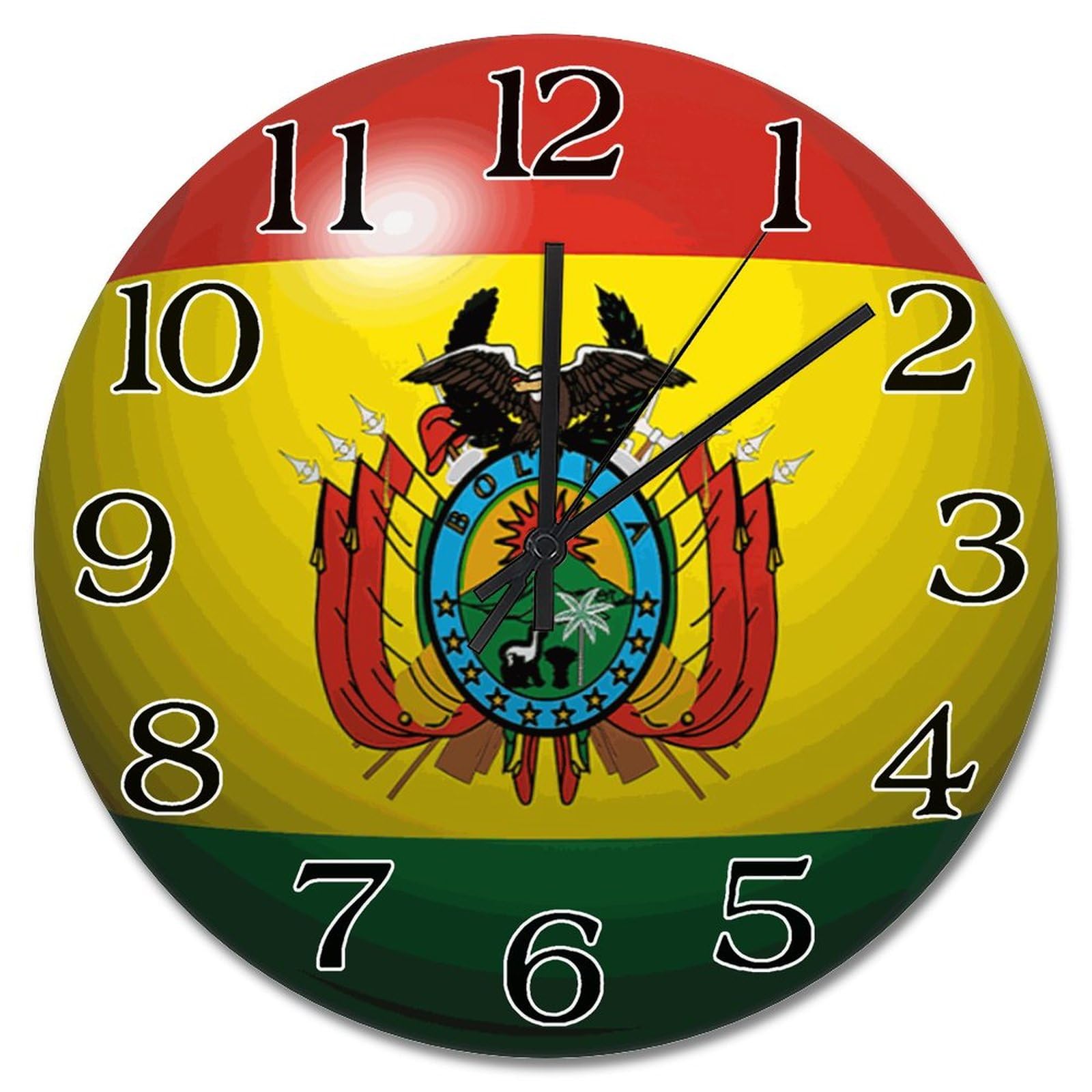 Horloge murale silencieuse Bolivie de 25,4 cm vintage