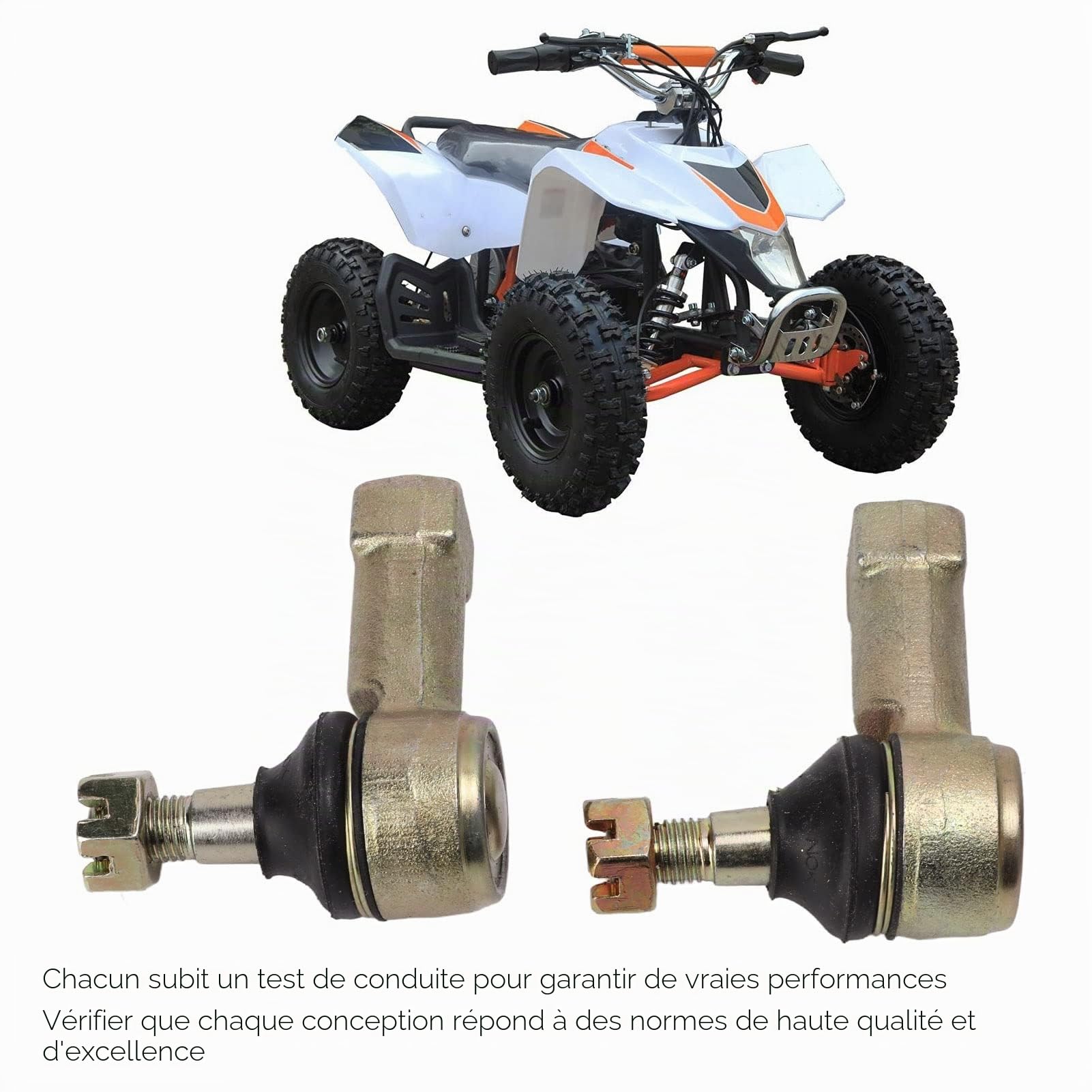 Embouts de biellette, 2 pièces Rotules Réparation en acier montage, Biellette de direction en métal pour Quad pour karting
