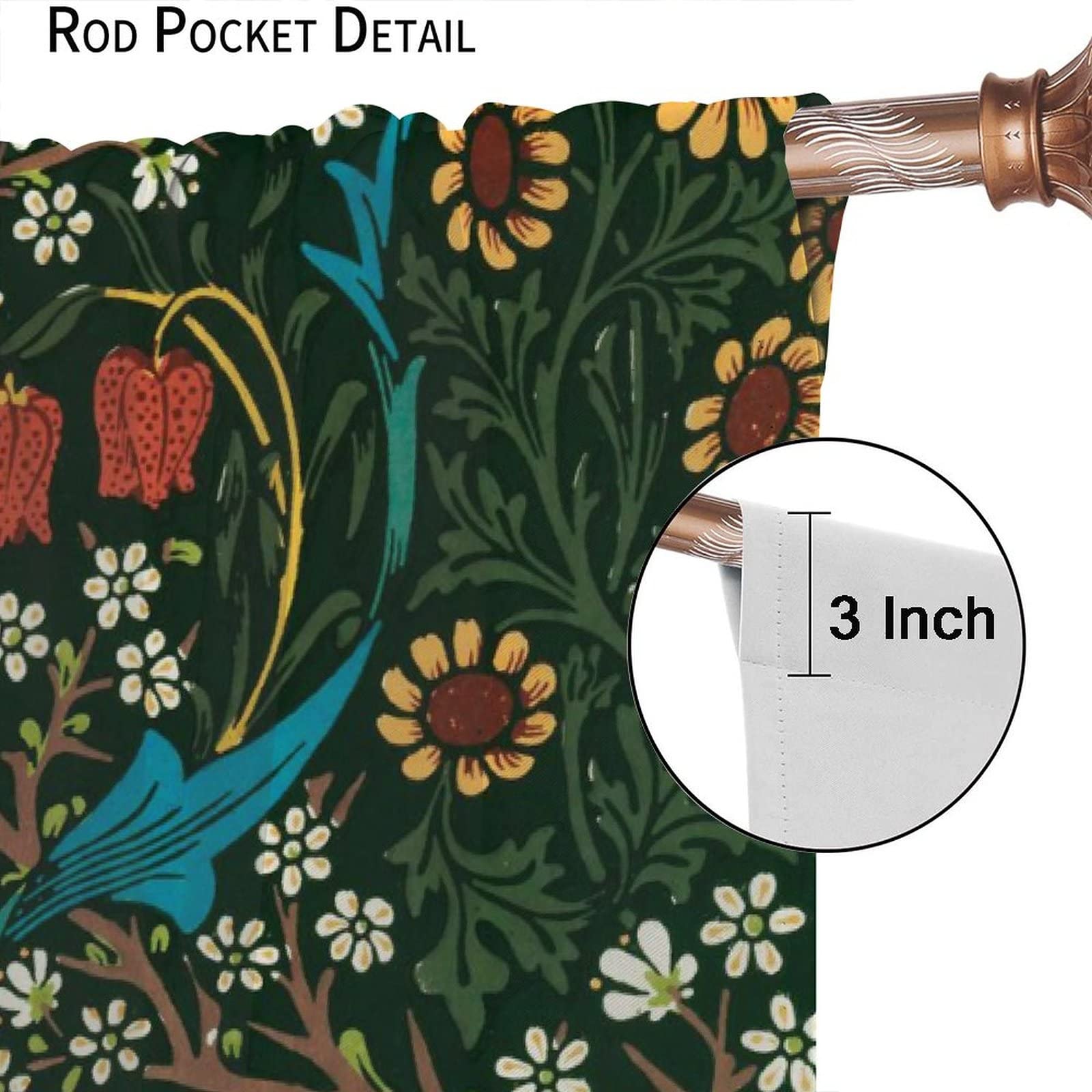 Amazon｜William Morris レトロウィンドウカーテン ボタニカル柄