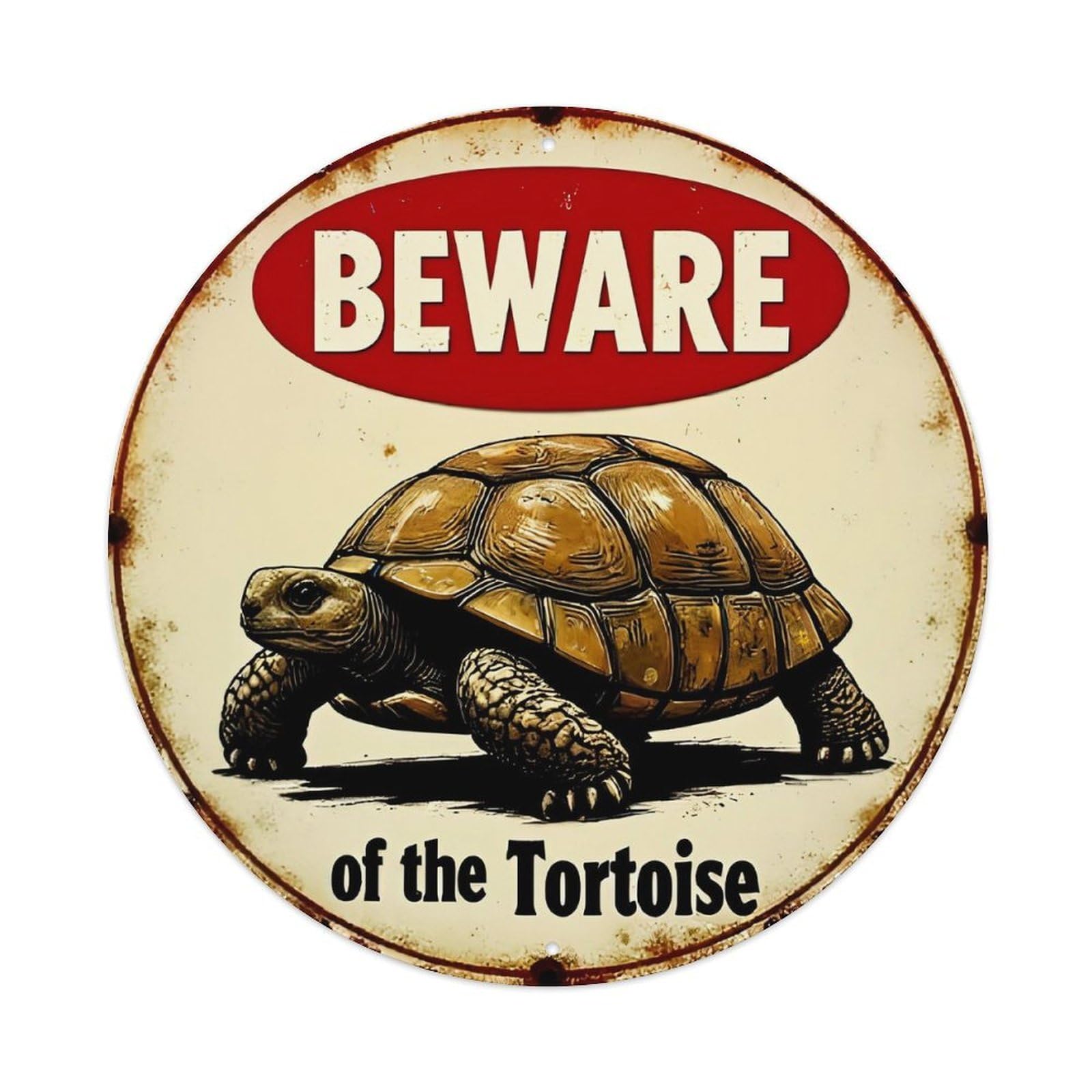 Beware Of The Tortoise Sign Tin Sign Metal Poster Vintage Metal Signs for Home Man Cave Bar Cafe Kitchen laundry room Wall Decorations 8x8 inches