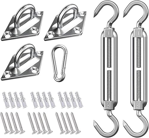 Miniatura 2 de KOOL KOI SHADE Kit de accesorios de acero inoxidable de 6 pulgadas + 3 piezas de cuerda de cable para toldo triangular para toldo de pérgola al aire