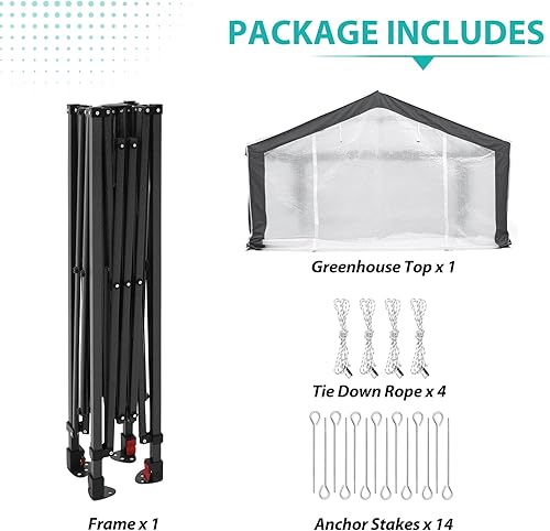 Miniatura 9 de EAGLE PEAK 8x6 Invernadero portátil de entrada con esquinas reforzadas de poliéster, invernadero instantáneo desplegable para interiores y