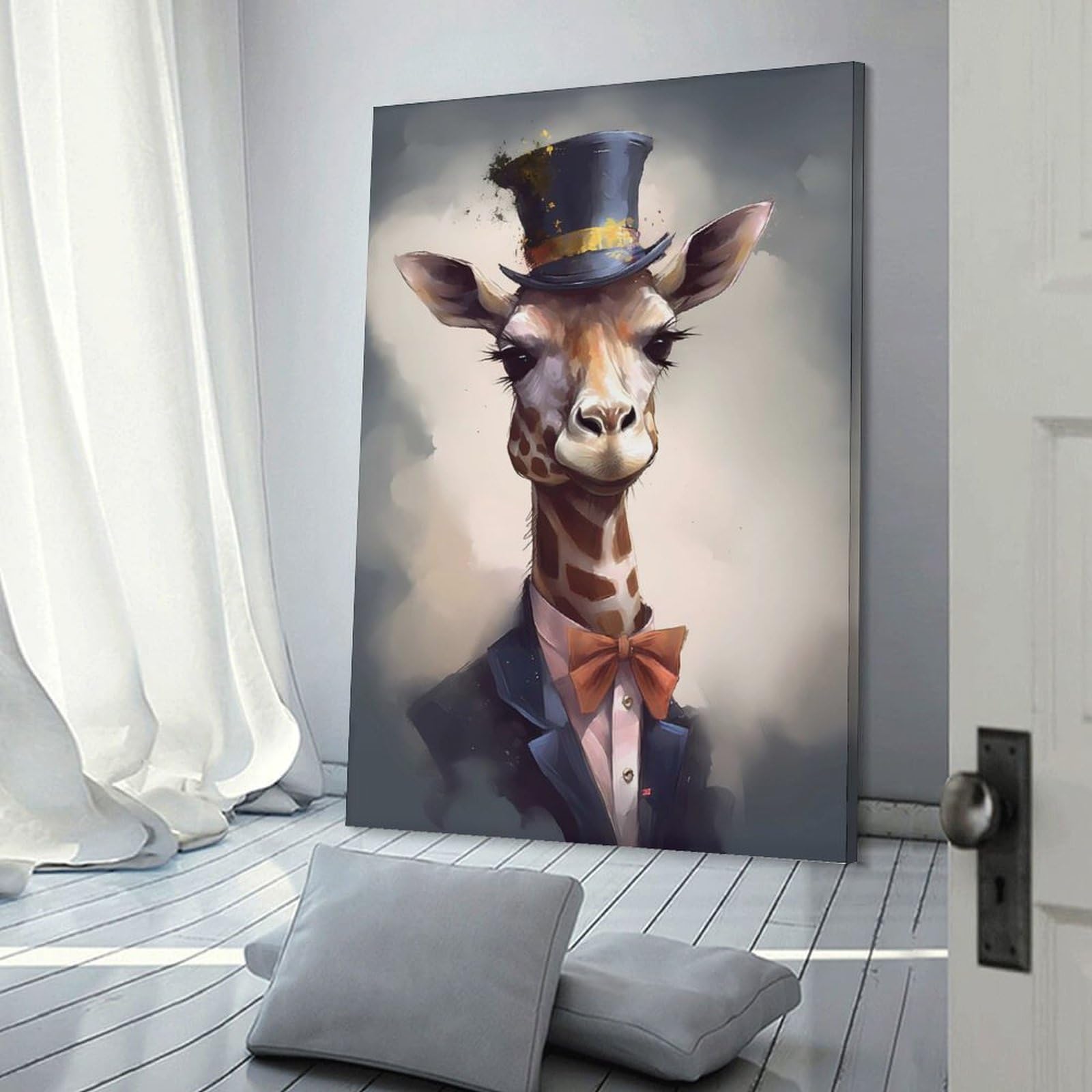 Junmoney Giraffe Enchanted Isle Decorative Wall Artwork 20x30inch(50x75cm), for Living Room, Lounge Or Sitting Room, A Home Accent with Warm Character