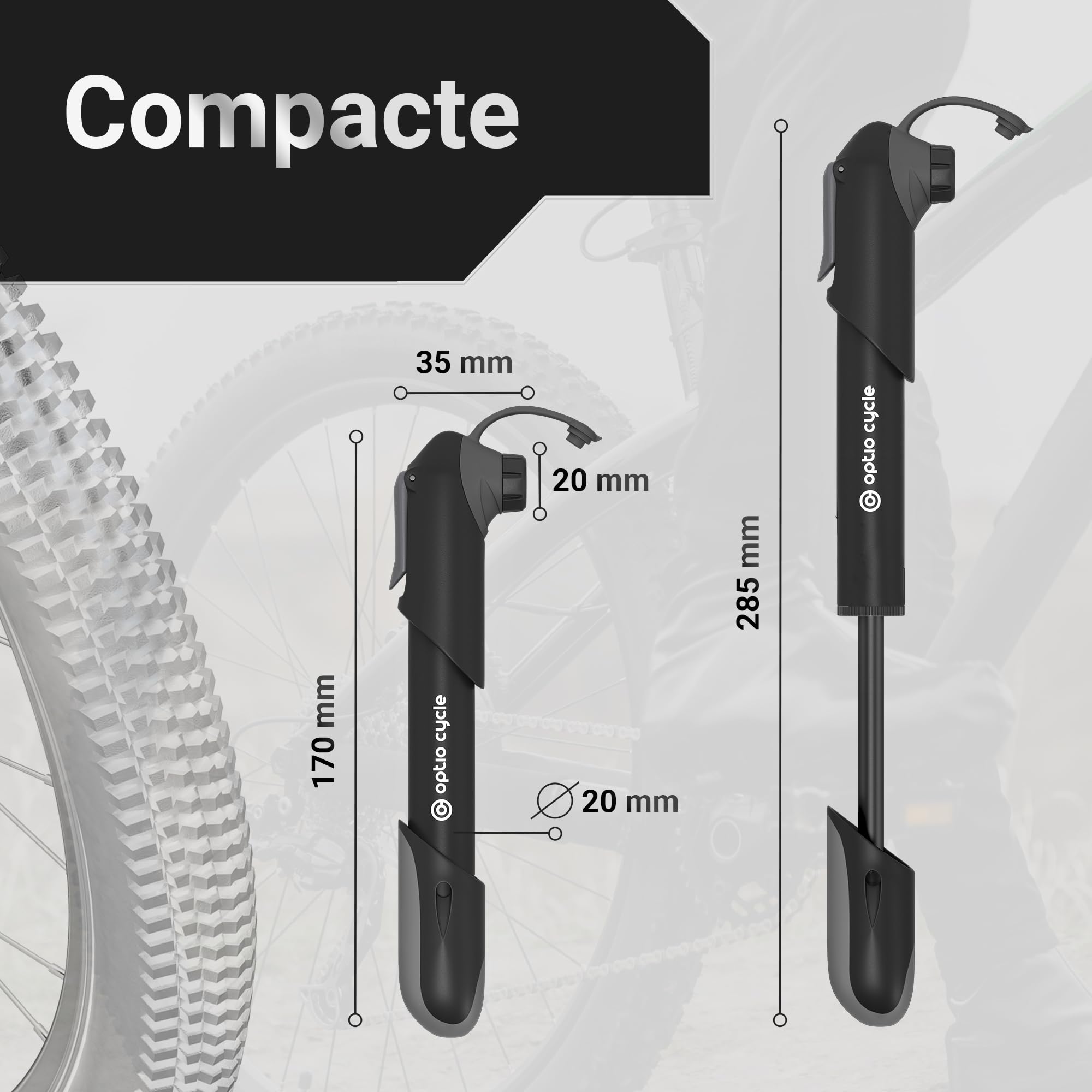 Pompe Velo 120 PSI 8,3 Bar Portable Compacte Manuelle pour Presta et Schrader
