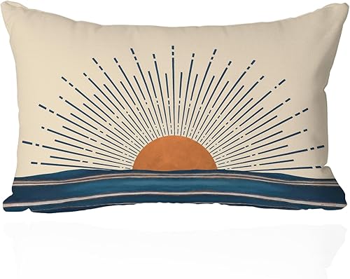 Fundas de almohada bohemias, fundas de almohada abstractas horizontales de puesta de sol y amanecer, súper suaves, decorativas, retro, estéticas,