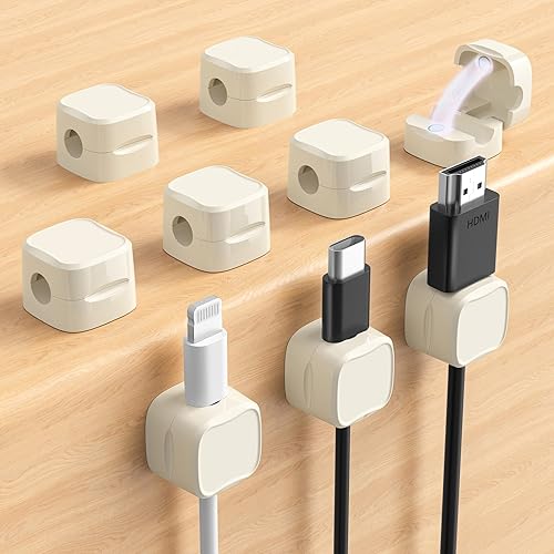Miniatura 19 de Clips magnéticos para cables, soporte ajustable para gestión de cables, organizador adhesivo para mantener cables para hogar, oficina, escritorio,