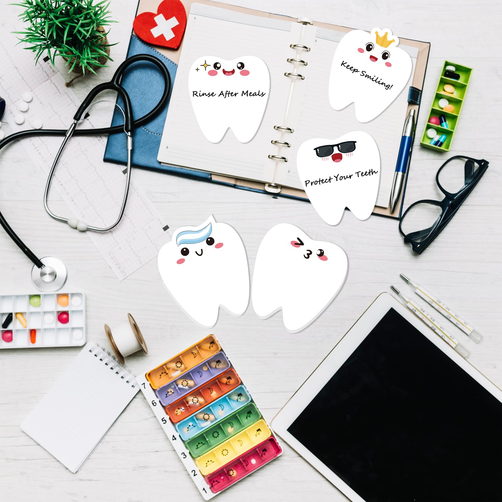 30Pcs Nurse Week Dental Assistant Appreciation Tooth-Shaped Sticky Notes Gifts: Dentist Post it Notepad for Adults, Coworker, Employees Christmas Holiday Office Party Supplies