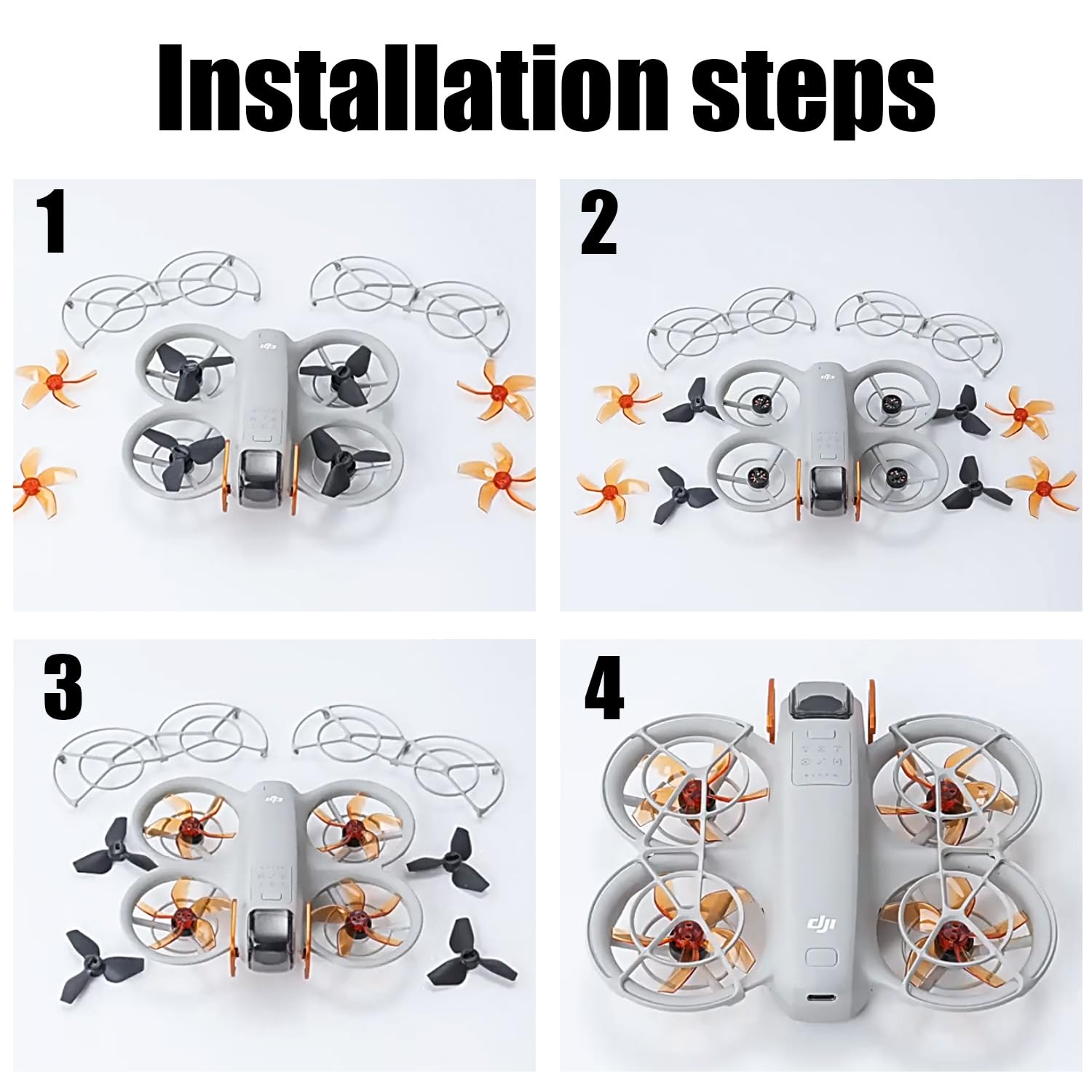 Lot 2 Paires Hélices Silencieuses Multicolores Pour DJI NEO - Accessoires Drones à Dégagement Rapide