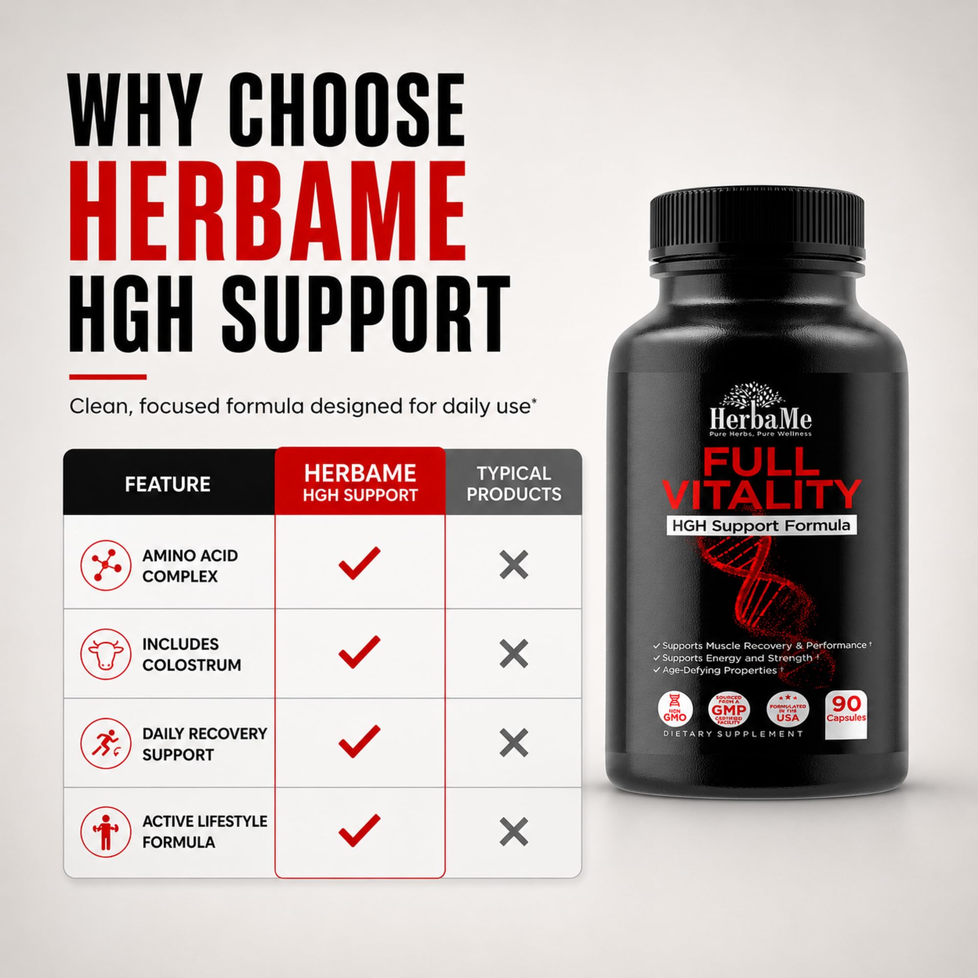 HerbaMe HGH Support Human Growth Hormone & Muscle Recovery, 90 Capsules — Amazon image 5