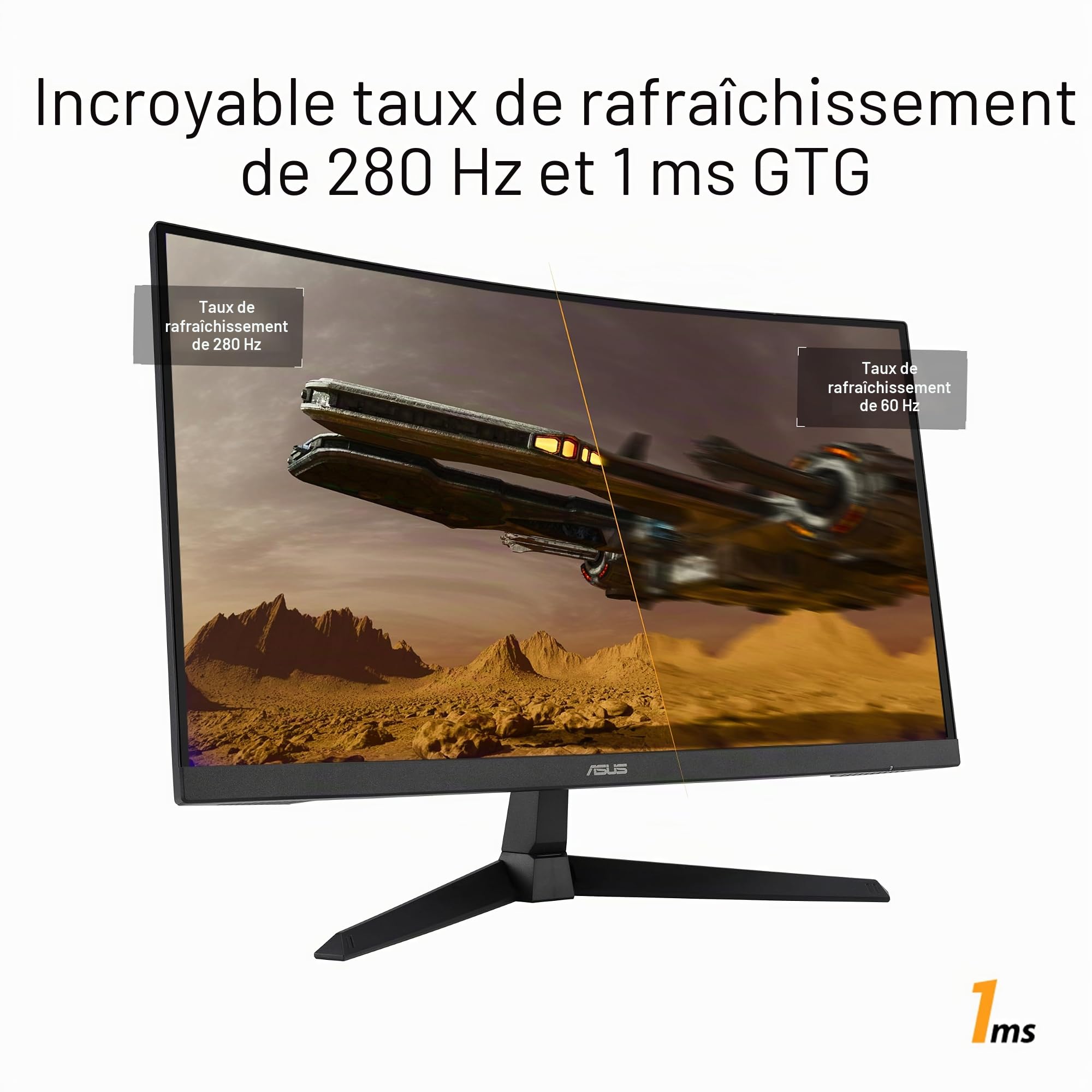 ASUS TUF Gaming Moniteur incurvé 27" 1080P (VG27VQM1B) – Full HD, 1500R, 280 Hz, 1 ms, flou extrême à faible mouvement, FreeSync Premium, Shadow Boost, Soin des yeux, DCI-P3 à 90 %, DisplayWidget