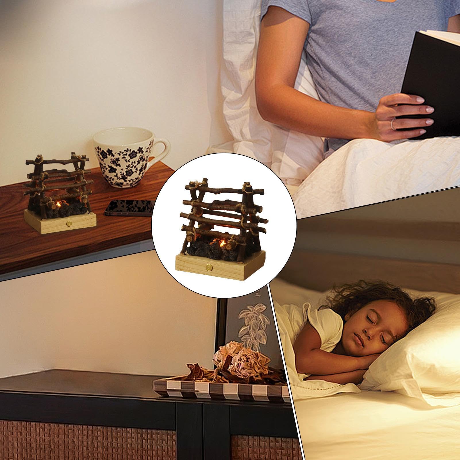 Finto braciere – Lampada a falò ricaricabile tramite USB, 3 modalità regolabili, decorazioni per Halloween, Natale, festival, 3D, lampada a legna da ardere per bar e casa