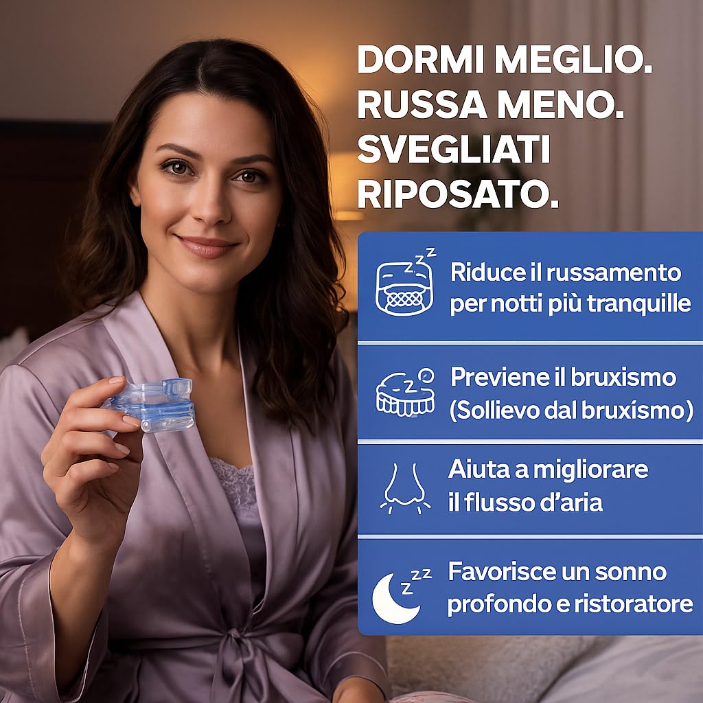 BAYON Bite Antirussamento Regolabile – Dispositivo Anti Russamento Notturno, Bite Dentale per Bruxismo e Digrignamento, Avanzamento Mandibolare per Respirazione Migliore e Sonno Profondo
